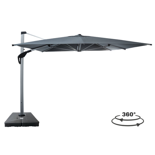 UMBRELLA WITH GROUND WATER BASE JAVANTE HM10722.01 ALUMINUM IN SILVER COLOR--GREY SHADE 3x3x2.76Hm