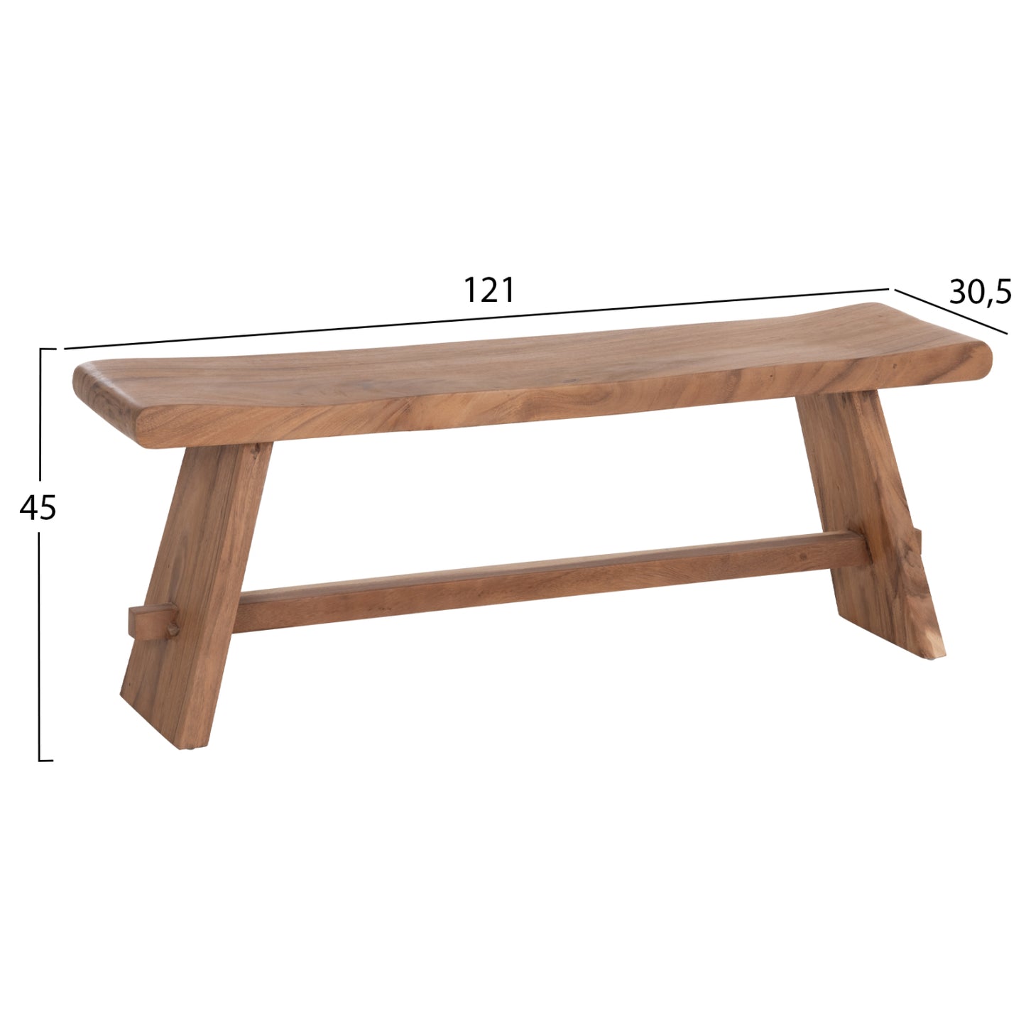 OUTDOOR 2-SEATER BENCH KONNY HM18450 SUAR WOOD IN NATURAL 121x30.5x45Hcm.