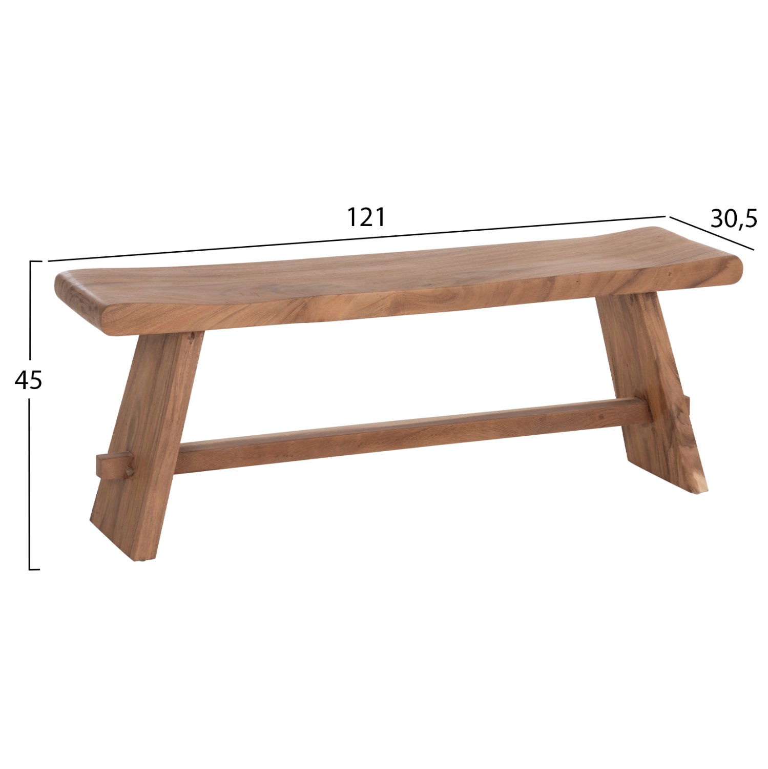 OUTDOOR 2-SEATER BENCH KONNY HM18450 SUAR WOOD IN NATURAL 121x30.5x45Hcm.