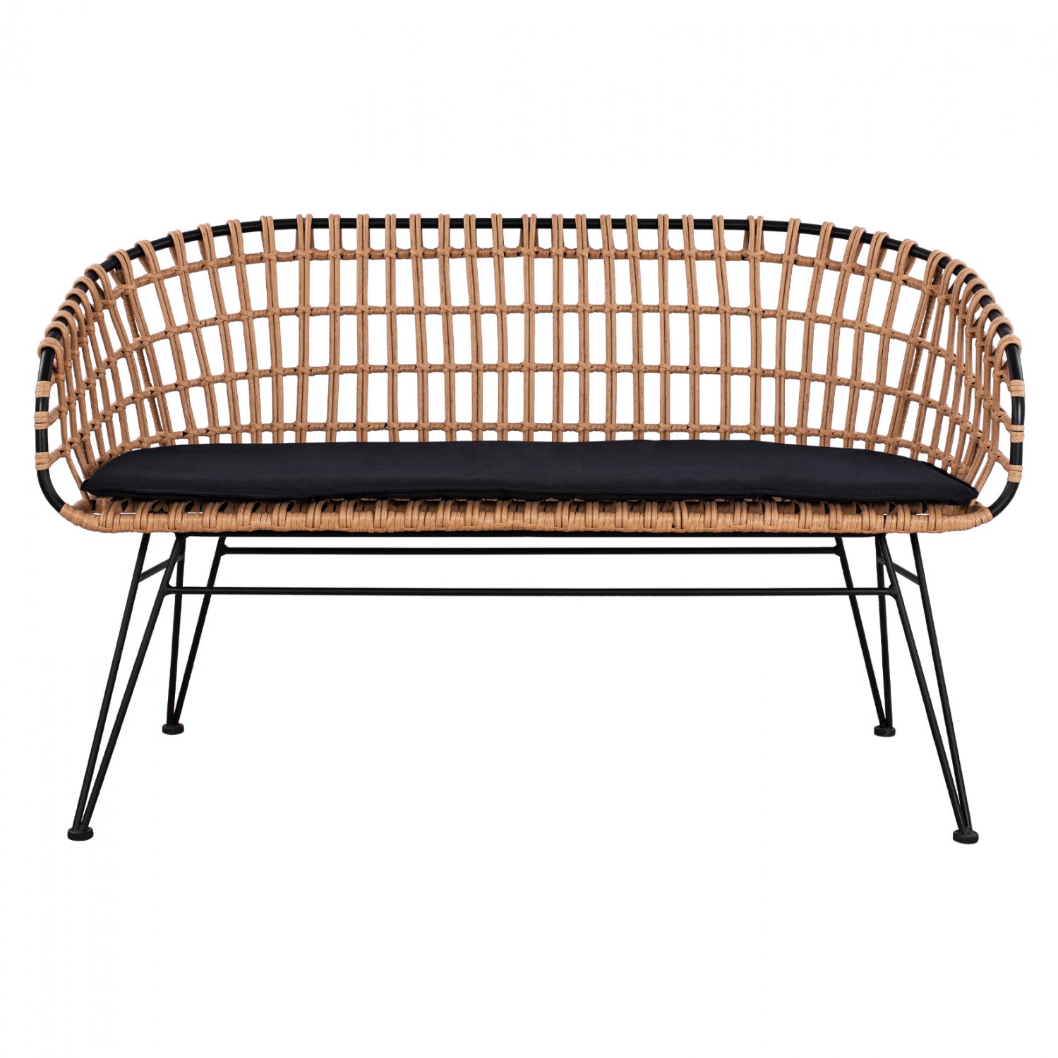 Metallic Bence Allegra HM5692 with wicker Black-Beige 124x57x77cm