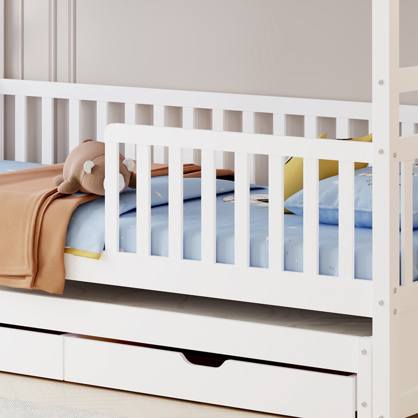 CHILDREN'S BUNKBED WITH 3 BEDS & 2 DRAWERS TRIPLON HM709.03 PINE WOOD 90x190-200cm