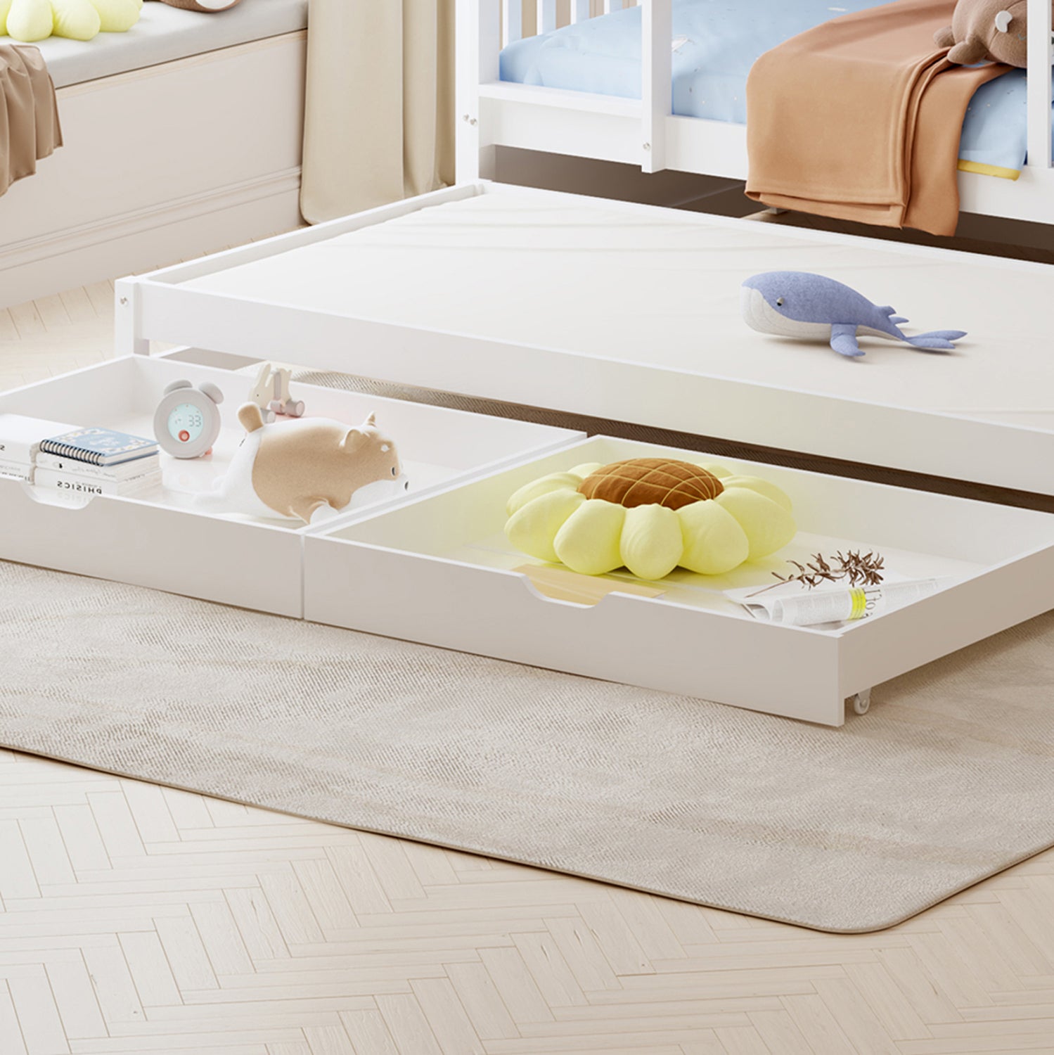 CHILDREN'S BUNKBED WITH 3 BEDS & 2 DRAWERS TRIPLON HM709.03 PINE WOOD 90x190-200cm
