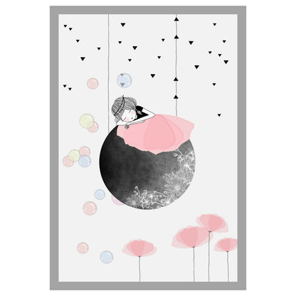 HM7678.01 80Χ150cm, children's rug, white-grey-pink, fringes