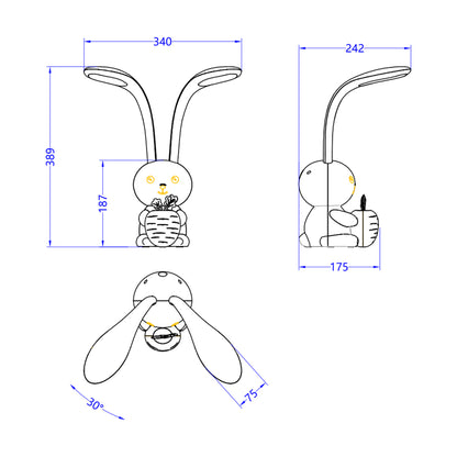 KIDS DESK LAMP LED BADOO BUNNY FIGURE HM4456.01 WHITE ABS