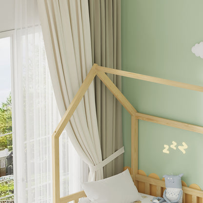 KID'S BED WITH RETRACTABLE SECOND BED & DRAWERS PHYLLIS HM723.01 PINE WOOD IN NATURAL 206x97x166Hcm.