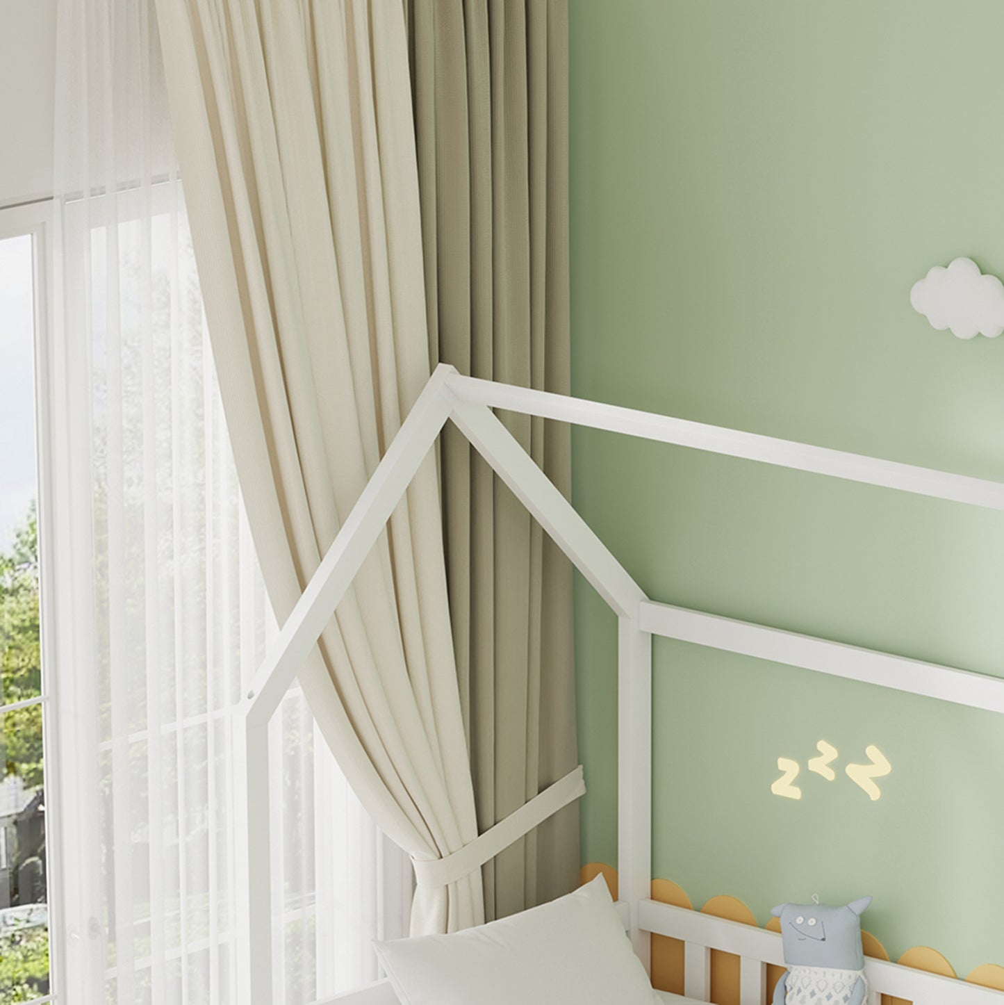 KID'S BED WITH RETRACTABLE SECOND BED & DRAWERS PHYLLIS HM723.03 PINE WOOD IN WHITE 206x97x166Hcm.