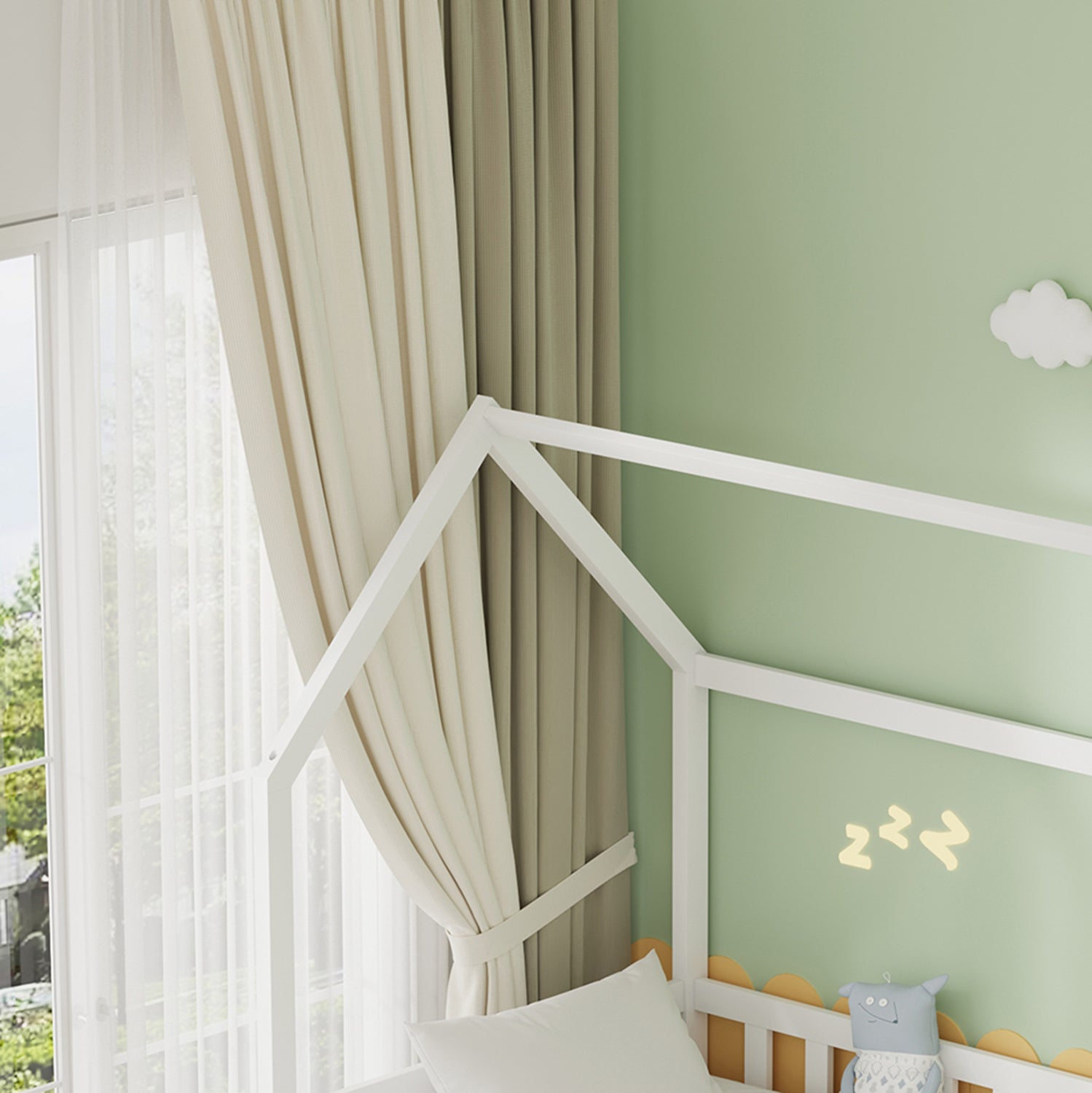 KIDS' BED WITH MATTRESSES & DRAWERS PHYLLIS HM21323.03 PINE WOOD IN WHITE 206x97x166Hcm.