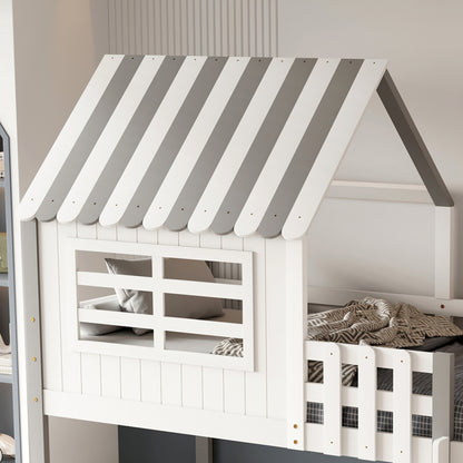 KID'S BED t.MONTESSORI WITH SHELVES HOMI HM712 PINE WOOD IN WHITE-GREY FOR MATTRERSS 90x190cm.