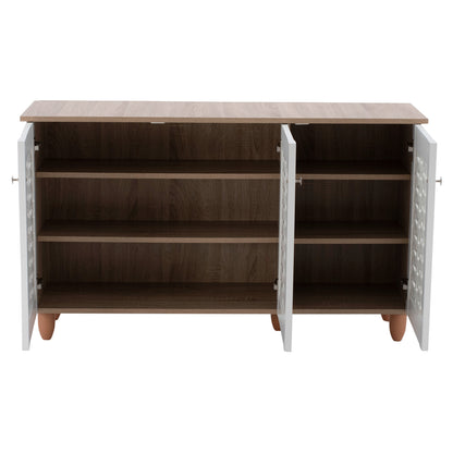 Shoe Cabinet Melamine with 3 Doors HM2211.06 Sonama-White 114,5x34x68cm
