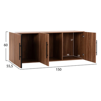 WARDROBE 3-LEAF LOFT HARRY HM18391.01 MELAMINE IN NATURAL WOOD & BLACK 150x55.5x60Hcm.