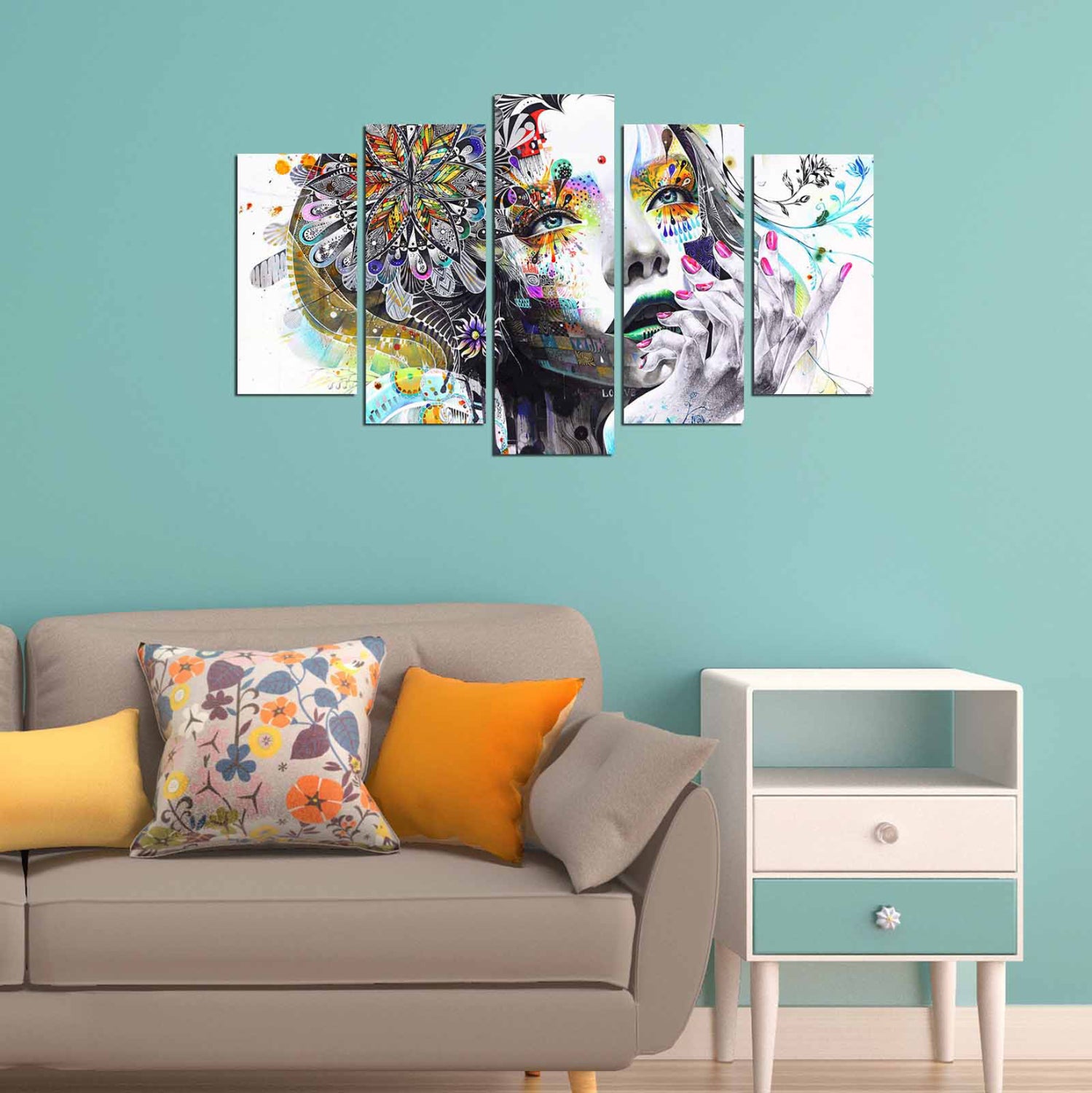MDF PAINTING MODERN DAZZLING BEAUTY GIRL FACE HM7206.04 100X60x3 cm.