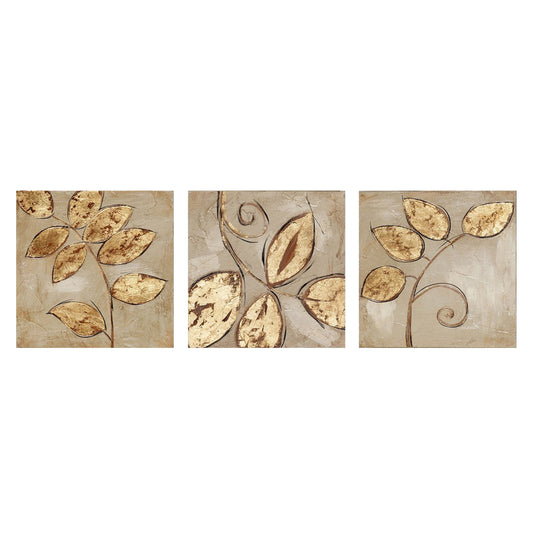 CANVAS PAINTING TRIPTYCH GOLDEN LEAVES HM7327 90Χ3Χ30cm.