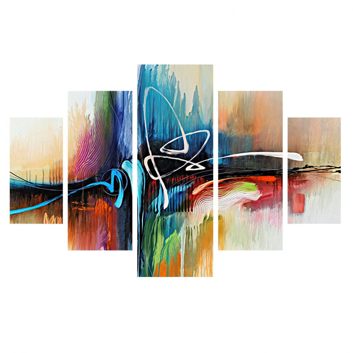 5 PCS MDF PAINTING ABSTRACT COLORS 82Χ56x3  HM7202.02