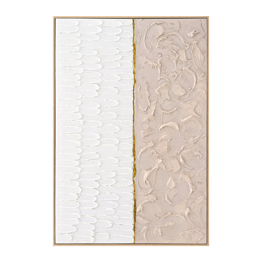 WALL PAINTING SHON HM4558 WITH BEIGE PS FRAME-CANVAS IN BEIGE & WHITE 62x4,5x92Hcm.