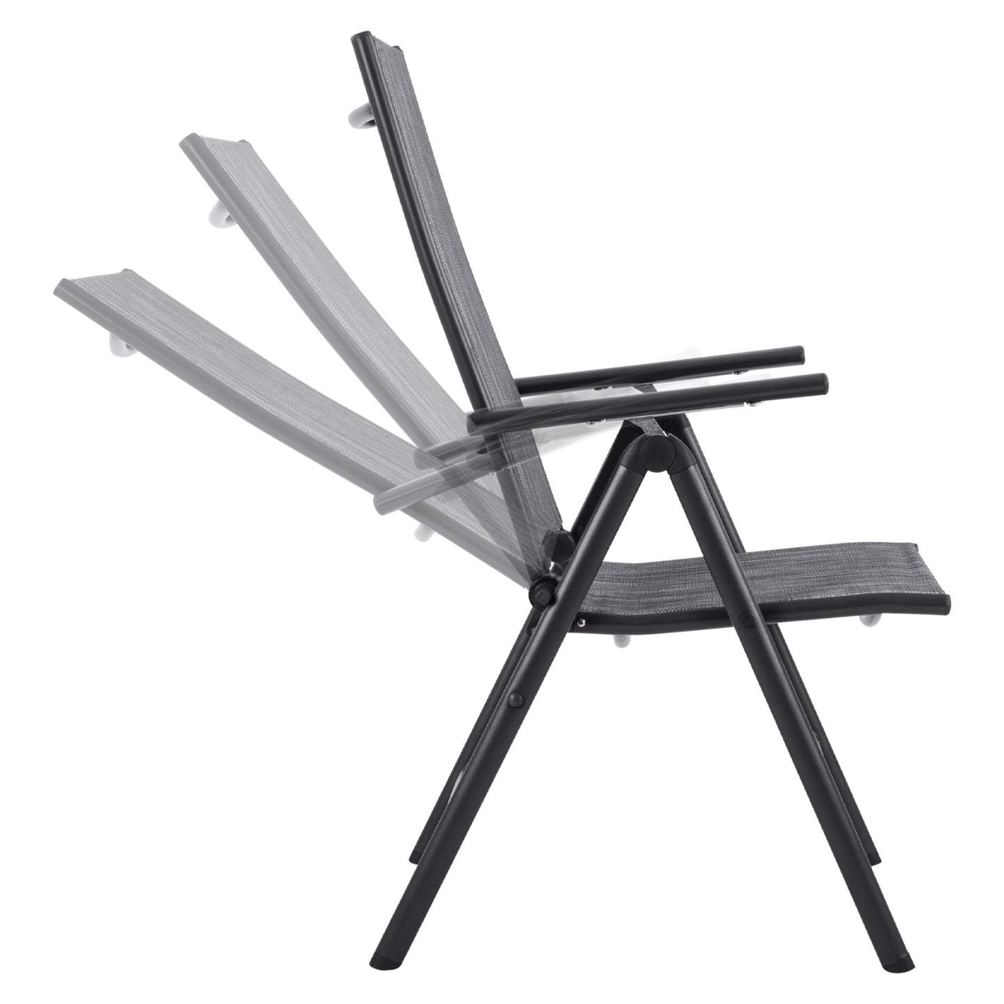 Folding Armchair 7seats Metallic Grey with Grey Textline HM5700.01 55x70x103 cm.