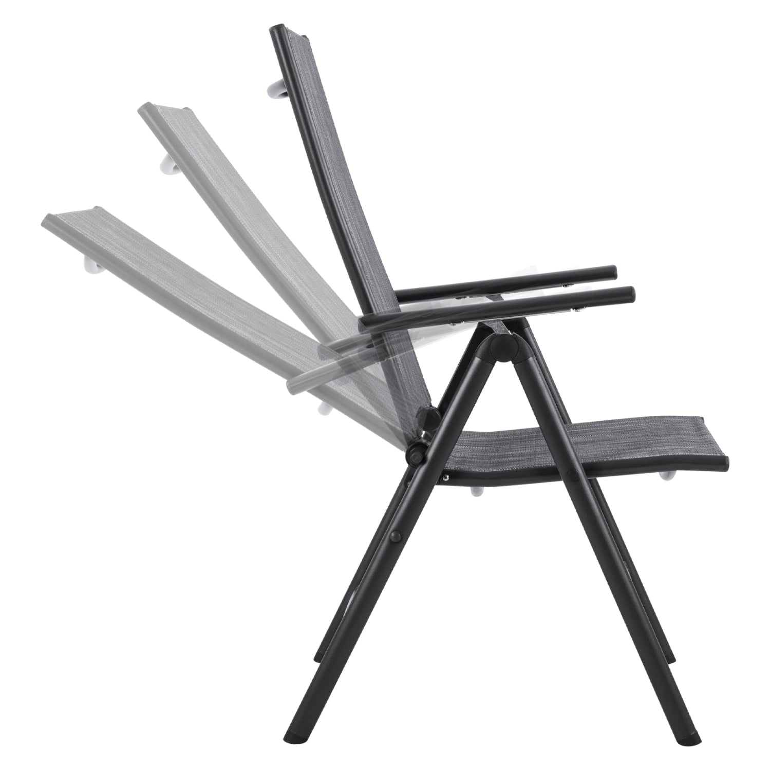 Folding Armchair 7seats Metallic Grey with Grey Textline HM5700.01 55x70x103 cm.