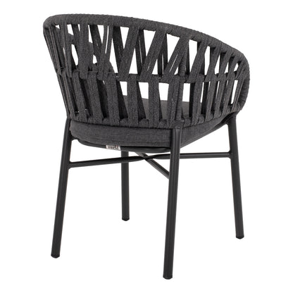 ARMCHAIR ALUMINUM DARK GREY WITH ROPE DARK GREY  HM5857.01 57x56x78Η cm.