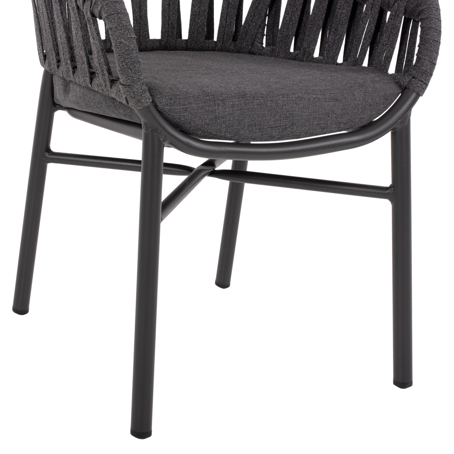 ARMCHAIR ALUMINUM DARK GREY WITH ROPE DARK GREY  HM5857.01 57x56x78Η cm.