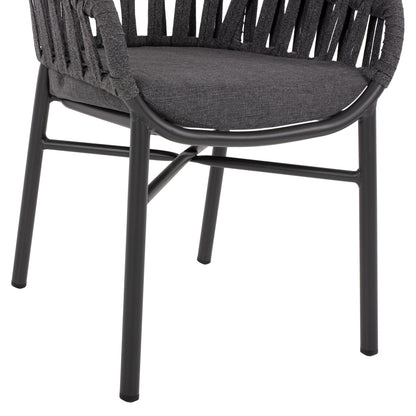 ARMCHAIR ALUMINUM DARK GREY WITH ROPE DARK GREY  HM5857.01 57x56x78Η cm.