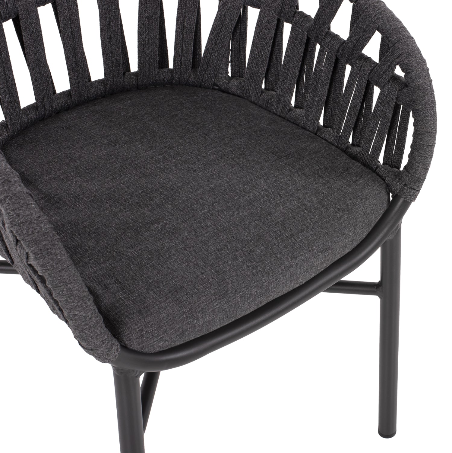 ARMCHAIR ALUMINUM DARK GREY WITH ROPE DARK GREY  HM5857.01 57x56x78Η cm.