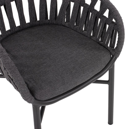 ARMCHAIR ALUMINUM DARK GREY WITH ROPE DARK GREY  HM5857.01 57x56x78Η cm.