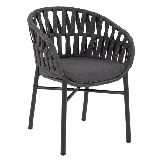 ARMCHAIR ALUMINUM DARK GREY WITH ROPE DARK GREY  HM5857.01 57x56x78Η cm.