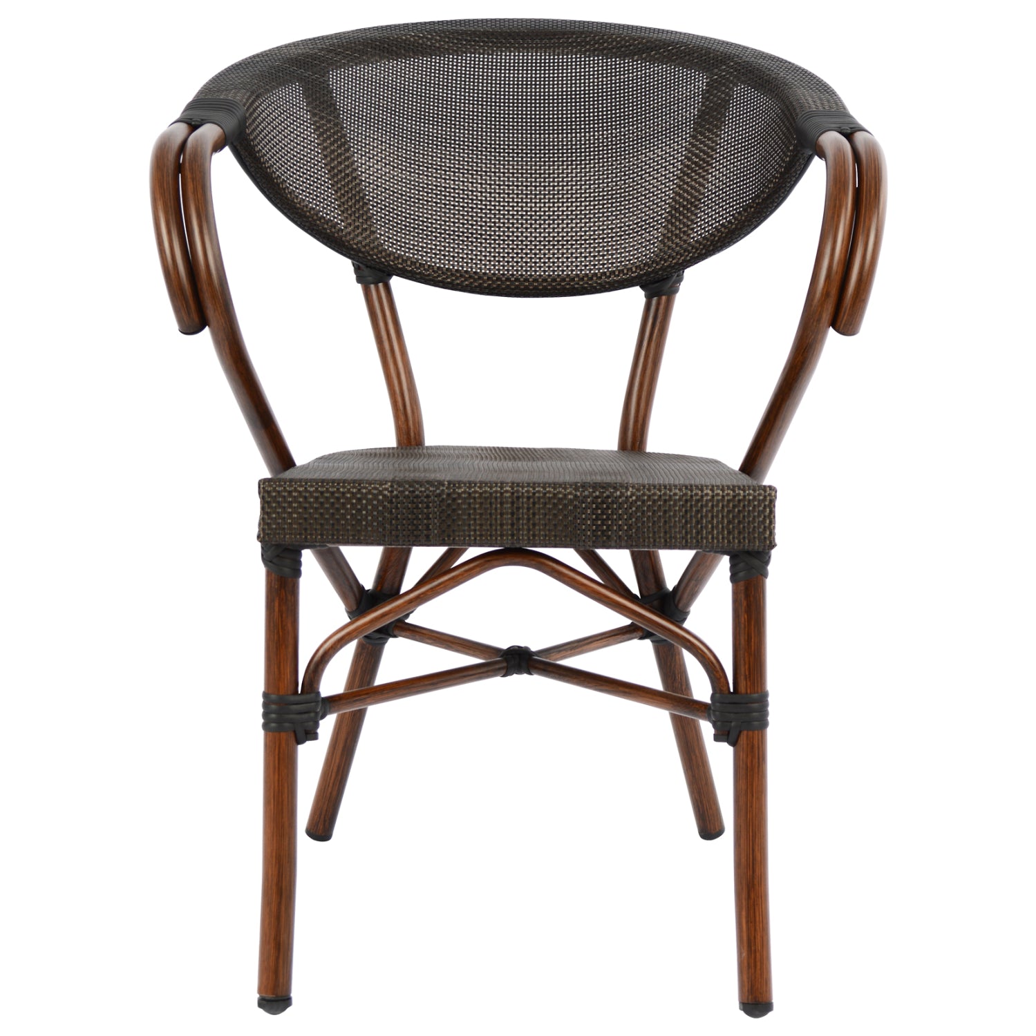 Armchair Aluminum Bamboo Look Brown with textline HM5025 60,5x59x81Η cm