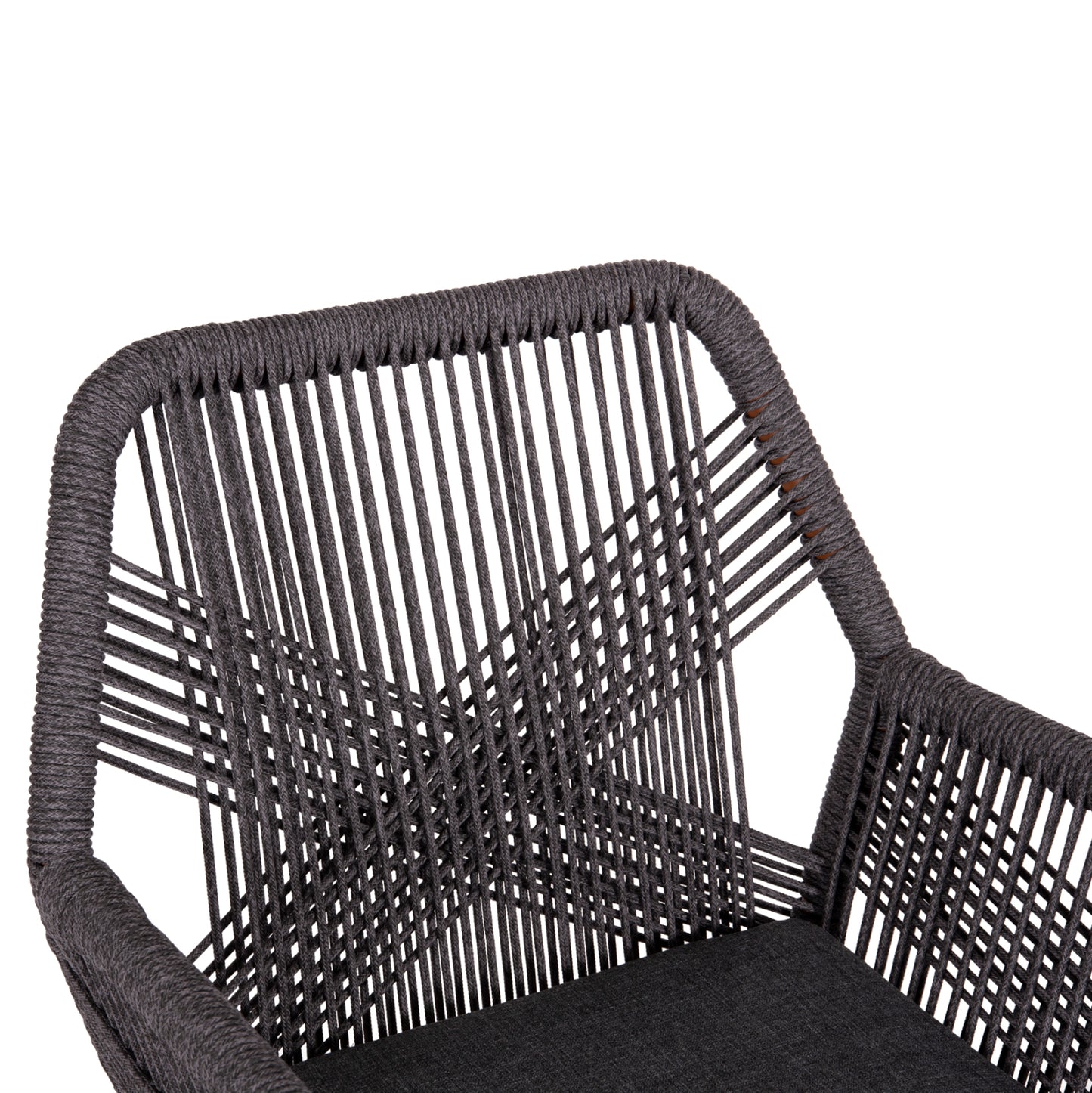 DINING ARMCHAIR HOWARD HM5543.11 BROWN ALUMINUM--ROPE & CUSHION GREY 57.5x62x84Hcm.
