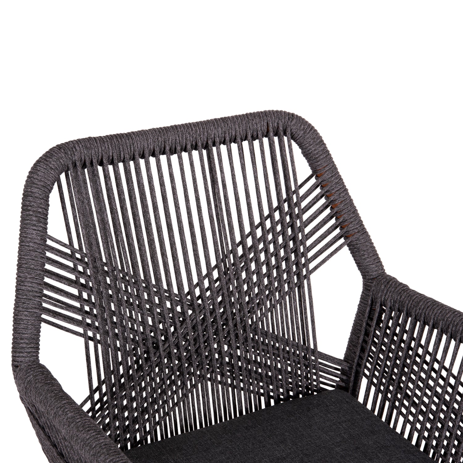 DINING ARMCHAIR HOWARD HM5543.11 BROWN ALUMINUM--ROPE & CUSHION GREY 57.5x62x84Hcm.