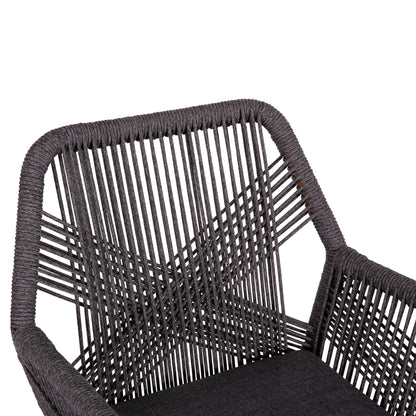 DINING ARMCHAIR HOWARD HM5543.11 BROWN ALUMINUM--ROPE & CUSHION GREY 57.5x62x84Hcm.
