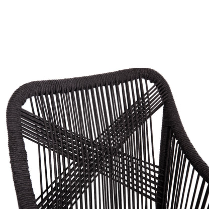 ALUMINUM ARMCHAIR MYRTIA HM5549.11 GREY ROPE - WALNUT COLORED LEGS 60x64x88Hcm