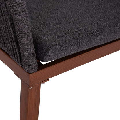 ALUMINUM ARMCHAIR MYRTIA HM5549.11 GREY ROPE - WALNUT COLORED LEGS 60x64x88Hcm