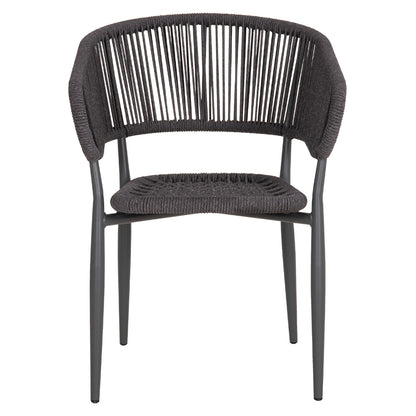 DINING CHAIR EULO HM5783.21 ALUMINUM & ΤWISTED RATTAN IN GREY 57x63x77Hcm.