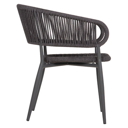 DINING CHAIR EULO HM5783.21 ALUMINUM & ΤWISTED RATTAN IN GREY 57x63x77Hcm.