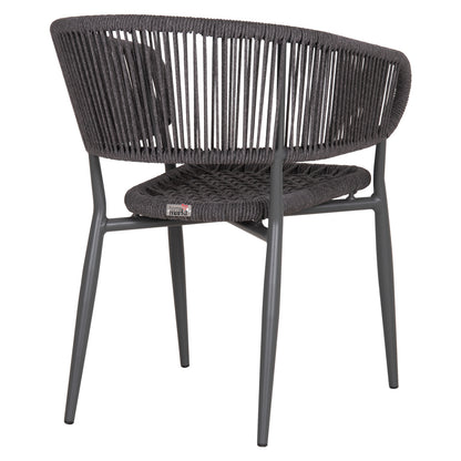 DINING CHAIR EULO HM5783.21 ALUMINUM & ΤWISTED RATTAN IN GREY 57x63x77Hcm.
