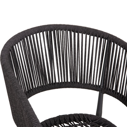 DINING CHAIR EULO HM5783.21 ALUMINUM & ΤWISTED RATTAN IN GREY 57x63x77Hcm.