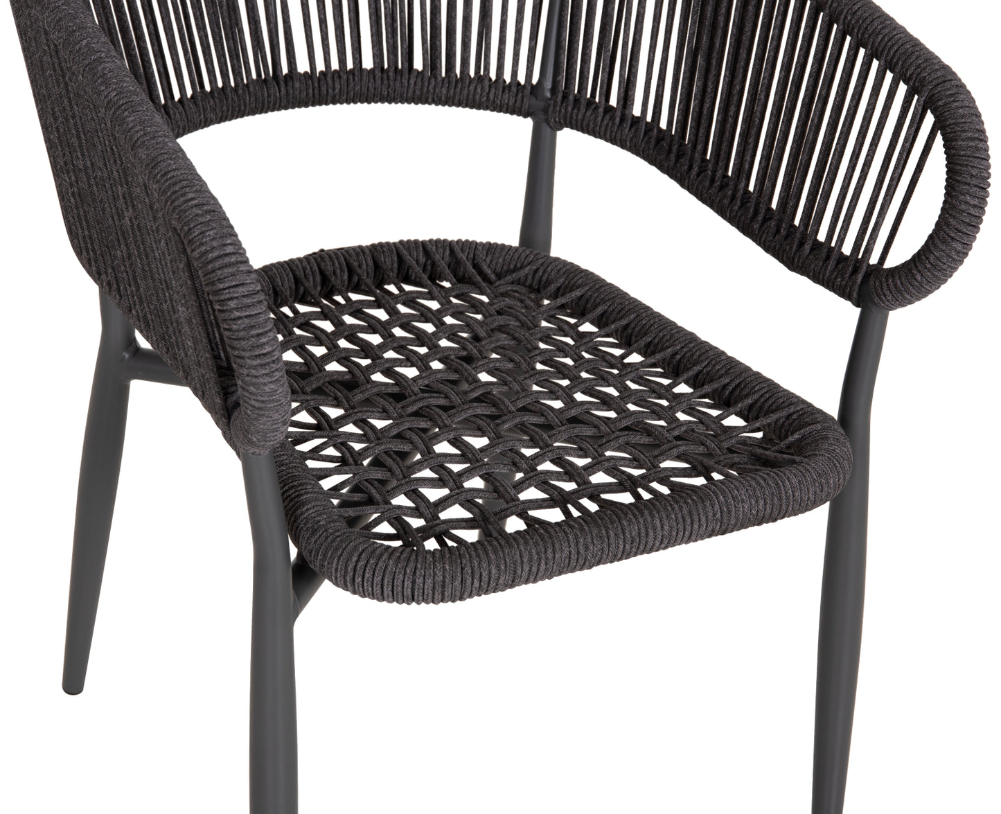 DINING CHAIR EULO HM5783.21 ALUMINUM & ΤWISTED RATTAN IN GREY 57x63x77Hcm.