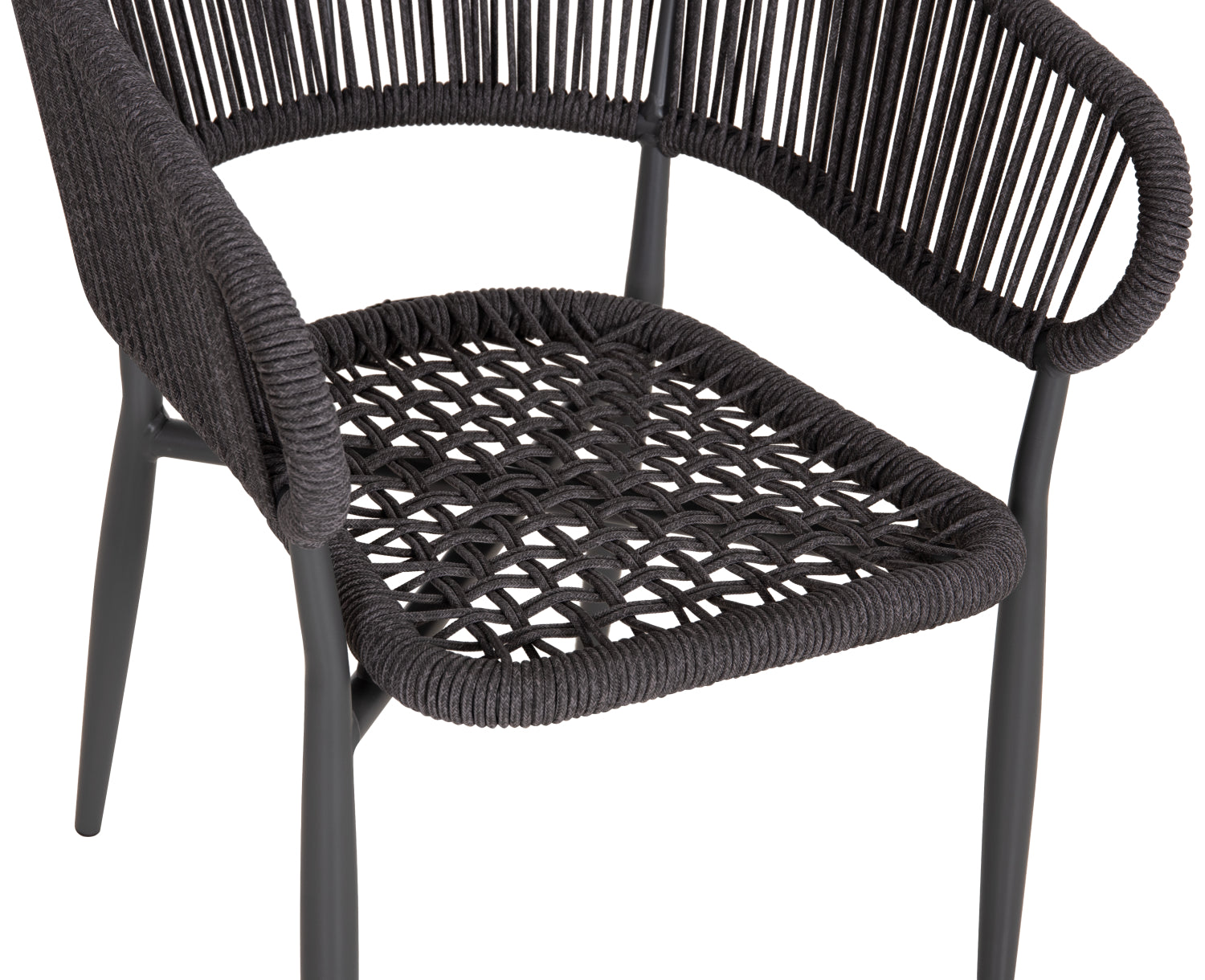 DINING CHAIR EULO HM5783.21 ALUMINUM & ΤWISTED RATTAN IN GREY 57x63x77Hcm.