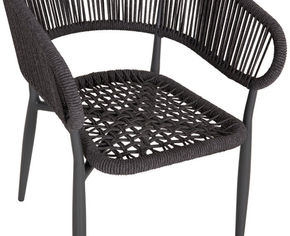 DINING CHAIR EULO HM5783.21 ALUMINUM & ΤWISTED RATTAN IN GREY 57x63x77Hcm.