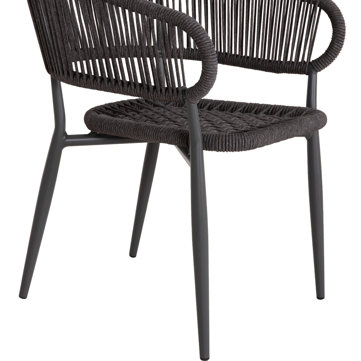 DINING CHAIR EULO HM5783.21 ALUMINUM & ΤWISTED RATTAN IN GREY 57x63x77Hcm.