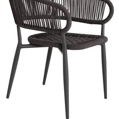 DINING CHAIR EULO HM5783.21 ALUMINUM & ΤWISTED RATTAN IN GREY 57x63x77Hcm.