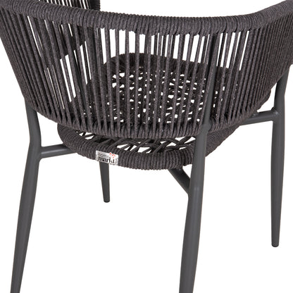DINING CHAIR EULO HM5783.21 ALUMINUM & ΤWISTED RATTAN IN GREY 57x63x77Hcm.