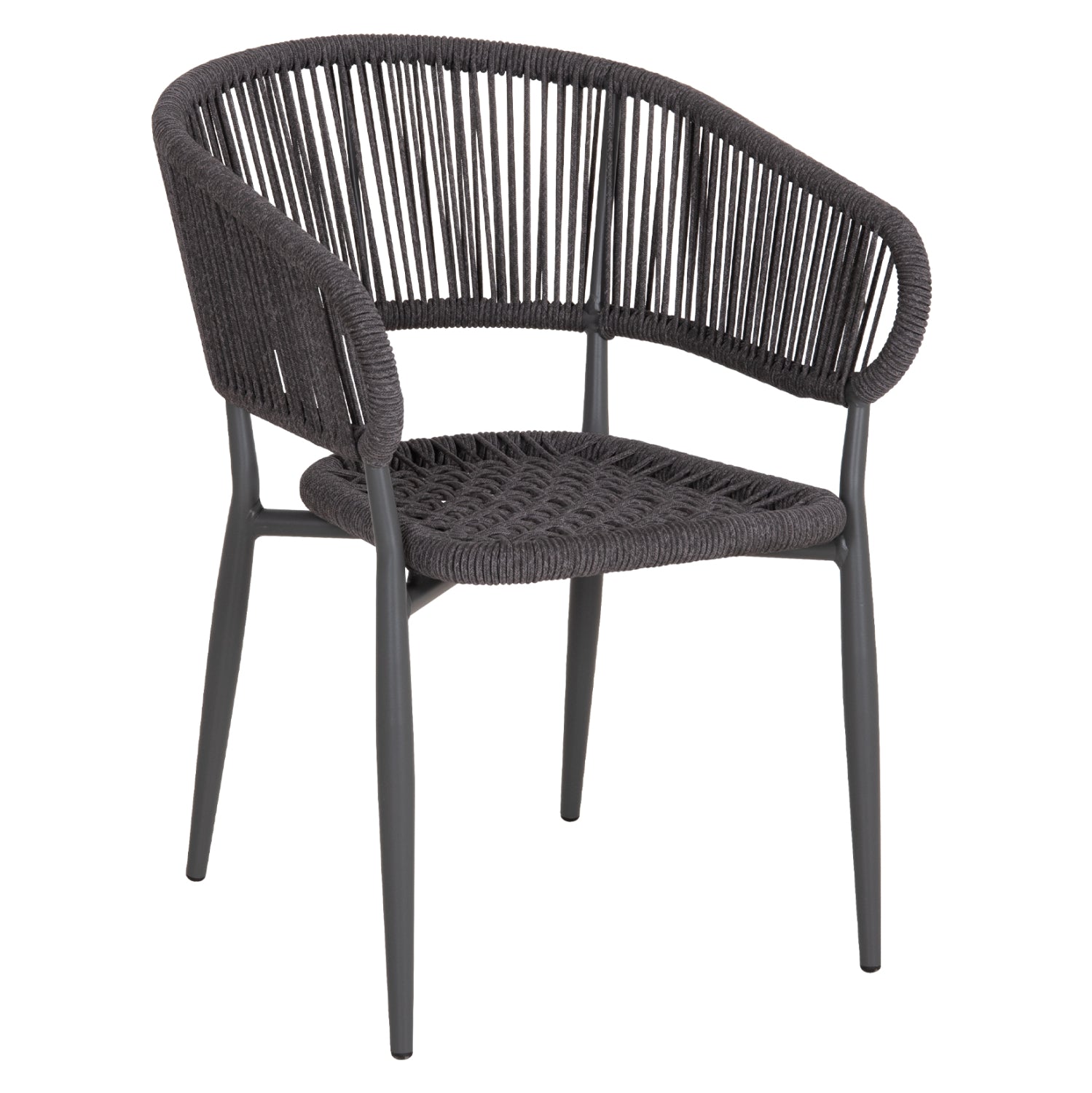DINING CHAIR EULO HM5783.21 ALUMINUM & ΤWISTED RATTAN IN GREY 57x63x77Hcm.