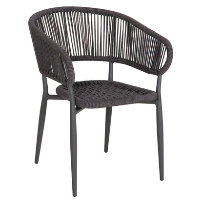 DINING CHAIR EULO HM5783.21 ALUMINUM & ΤWISTED RATTAN IN GREY 57x63x77Hcm.