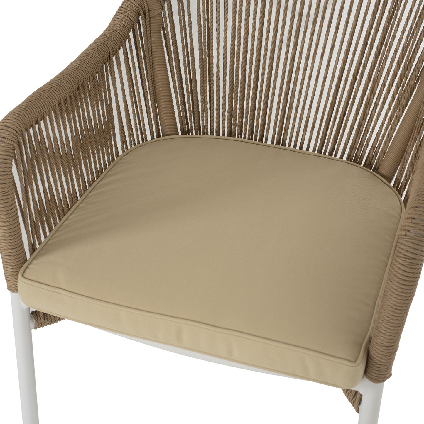 ARMCHAIR ALUMINUM LOKKI HM5855.01 WHITE WITH PE WICKER ROPE BEIGE 56x66x82
