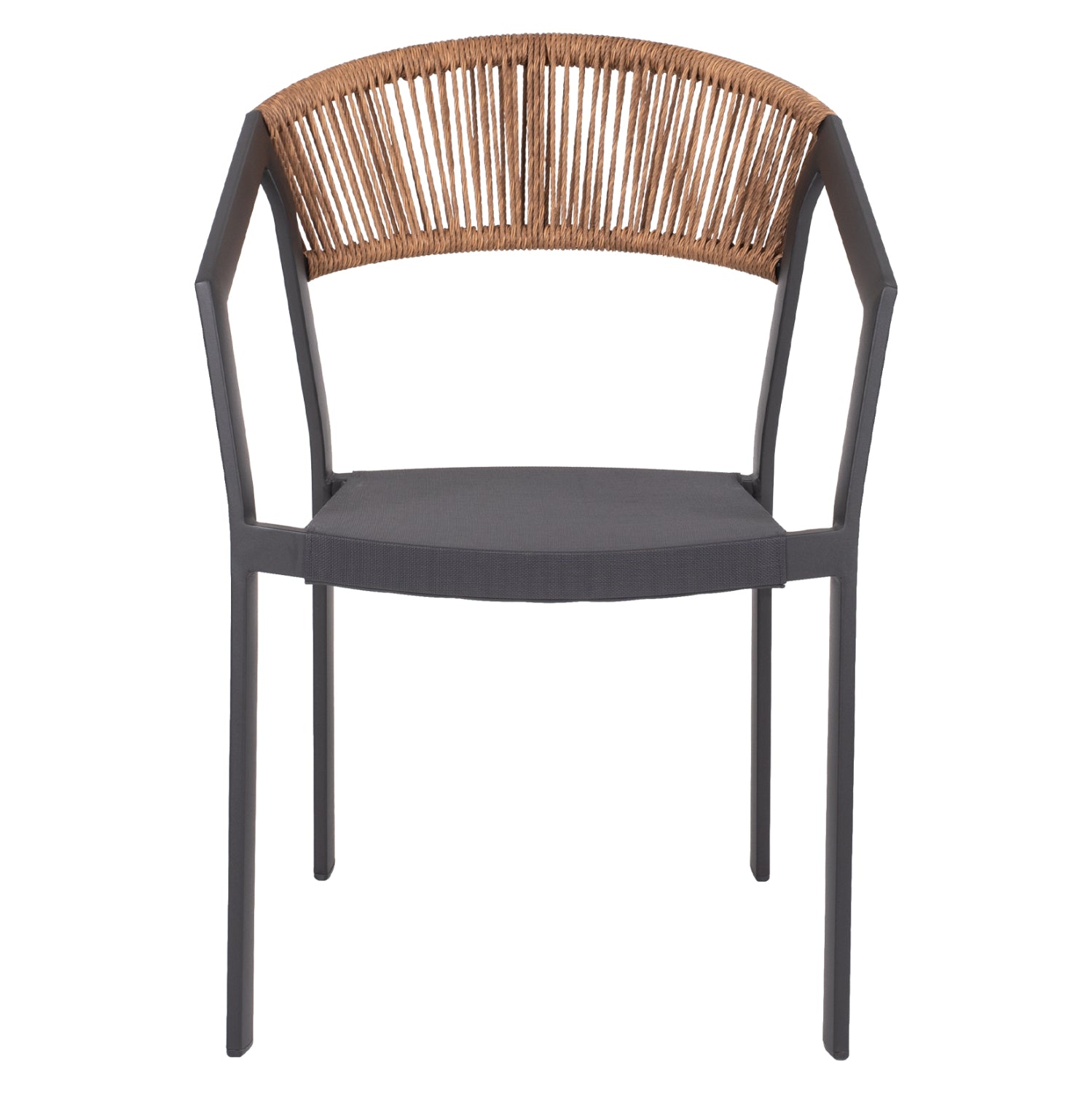 ARMCHAIR ALUMINUM HM5891.01 ANTHRACITE FRAME AND TEXTLINE- BEIGE RATTAN BACKREST 57x53x80Hcm.