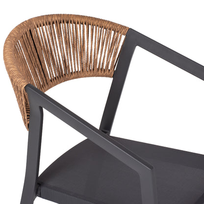 ARMCHAIR ALUMINUM HM5891.01 ANTHRACITE FRAME AND TEXTLINE- BEIGE RATTAN BACKREST 57x53x80Hcm.