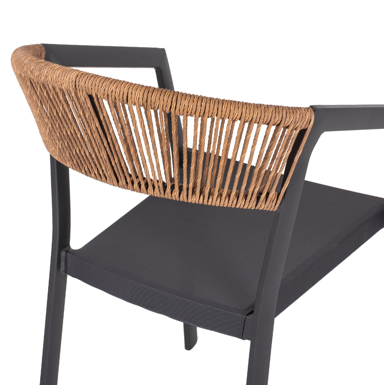 ARMCHAIR ALUMINUM HM5891.01 ANTHRACITE FRAME AND TEXTLINE- BEIGE RATTAN BACKREST 57x53x80Hcm.
