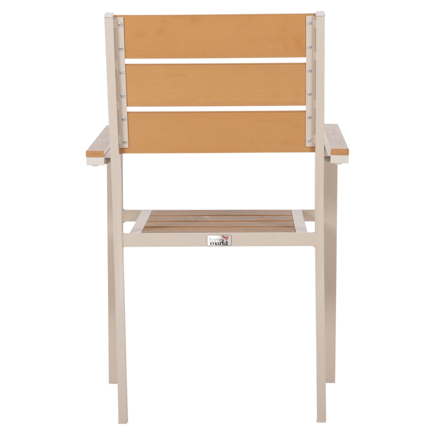 ALUMINUM ARMCHAIR SAGA HM5981.04 CHAMPAGNE-POLYWOOD IN  NATURAL 55x55x86Hcm.
