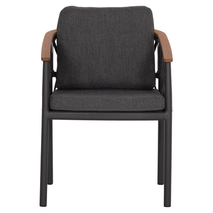 DINING CHAIR STREAM HM6427.01 DARK GREY ALUMINUM-STRAP ROPE & OLEFIN FABRIC 59x63x85Hcm.